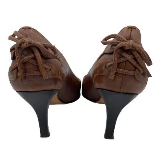 Arturo Chiang Brown Leather Heels Size 6.5 - Picture 2 of 12